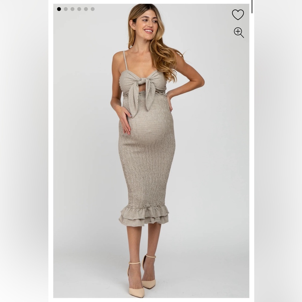 PinkBlush Fitted Self-Tie Maternity Midi Dress